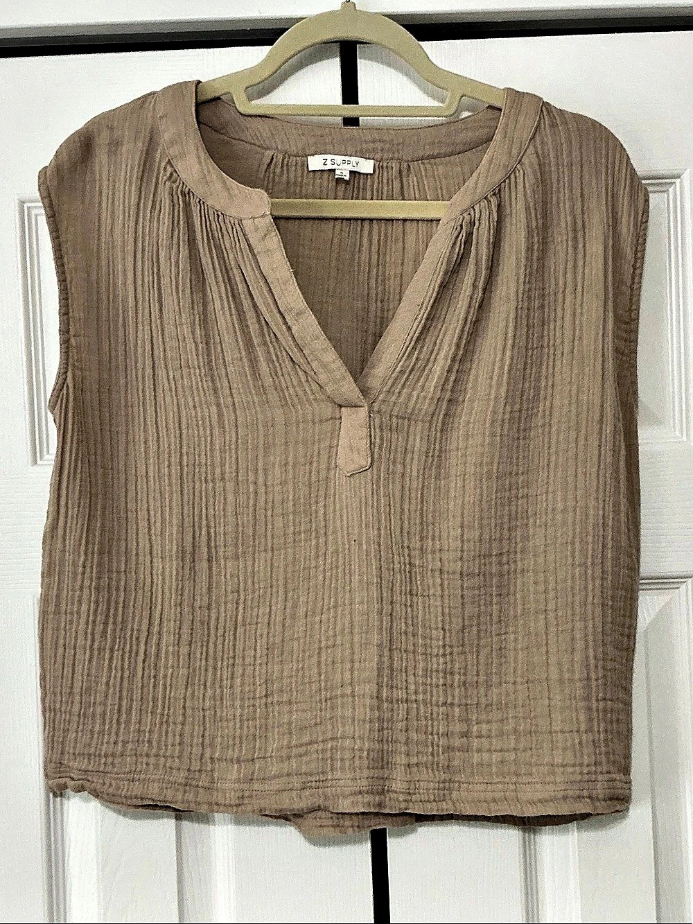 Z Supply Cliffside V-Neck Airy Top Brown Size Small